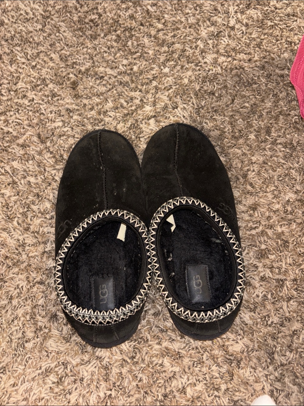 UGG Black Suede Women's Moccasin Slippers with Contrast Trim
